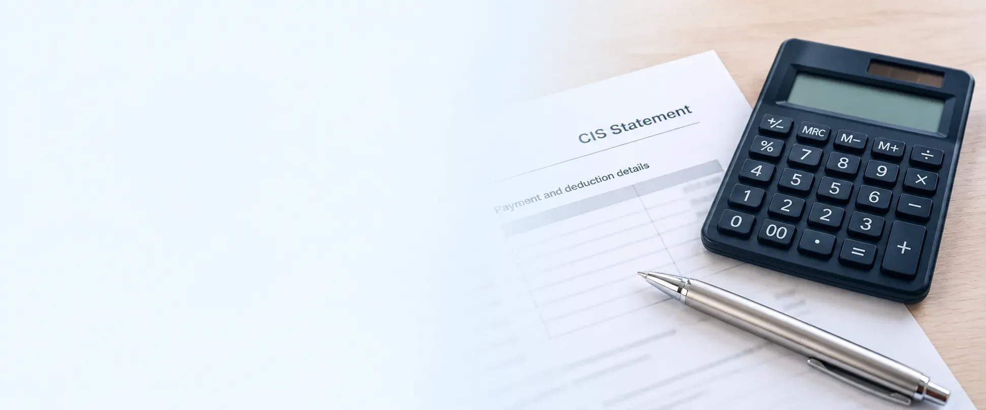 A CIS statement with a calculator and pen